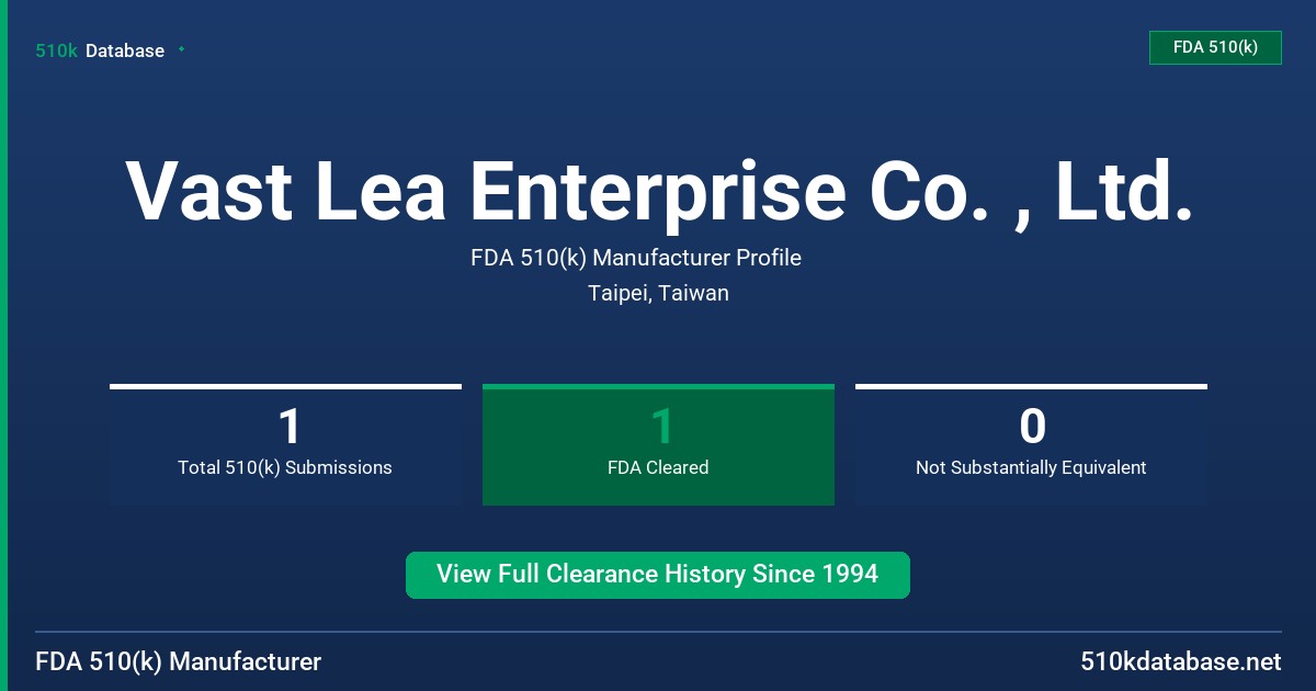 Vast Lea Enterprise Co. , Ltd. FDA 510(k) Manufacturer Profile