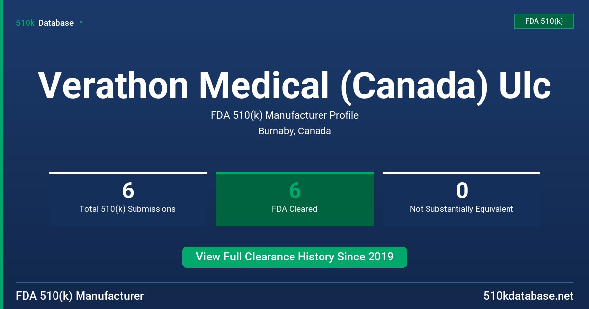 Verathon Medical (Canada) Ulc FDA 510(k) Manufacturer Profile