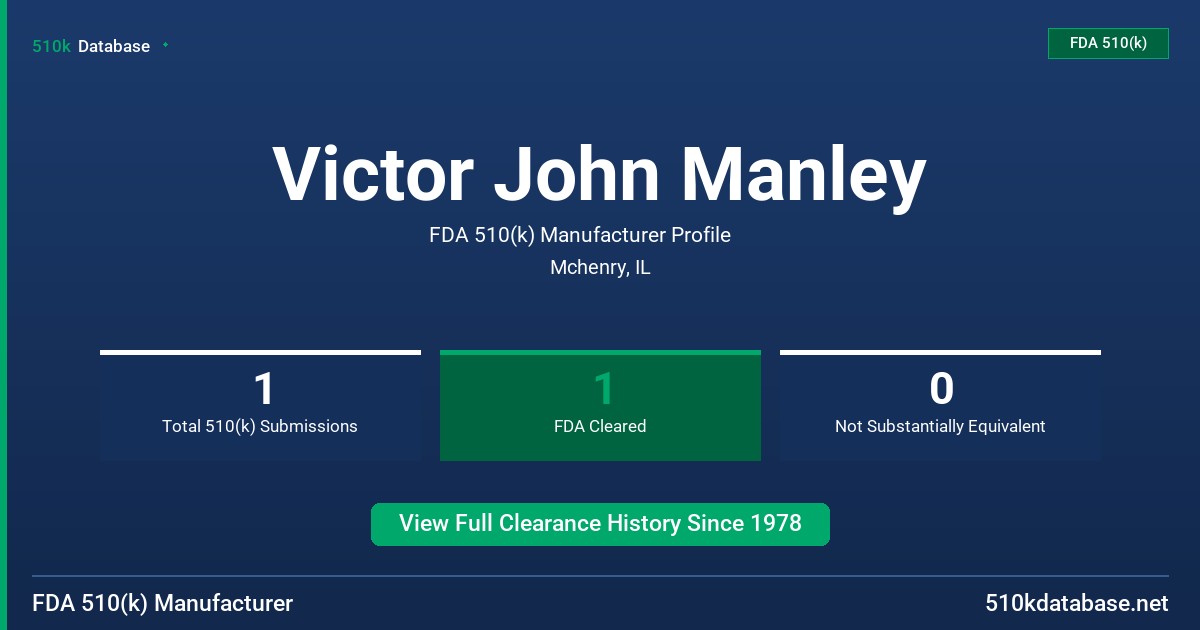 Victor John Manley FDA 510(k) Manufacturer Profile