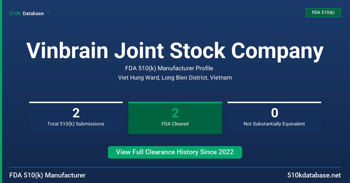 Vinbrain Joint Stock Company FDA 510(k) Manufacturer Profile