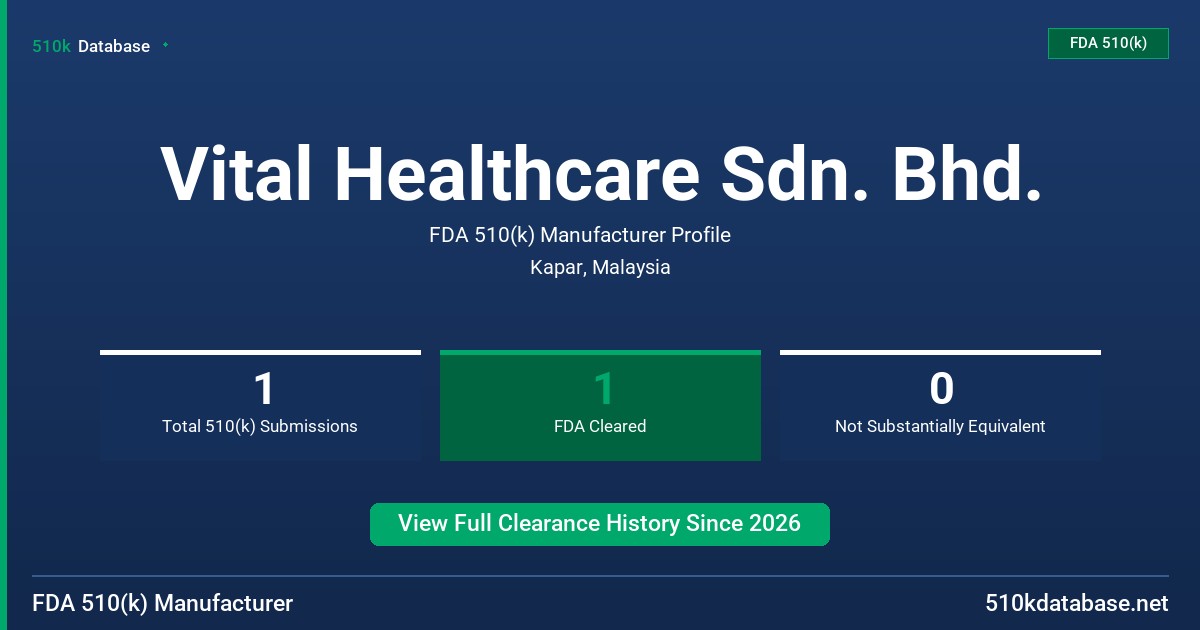 Vital Healthcare Sdn. Bhd. FDA 510(k) Manufacturer Profile