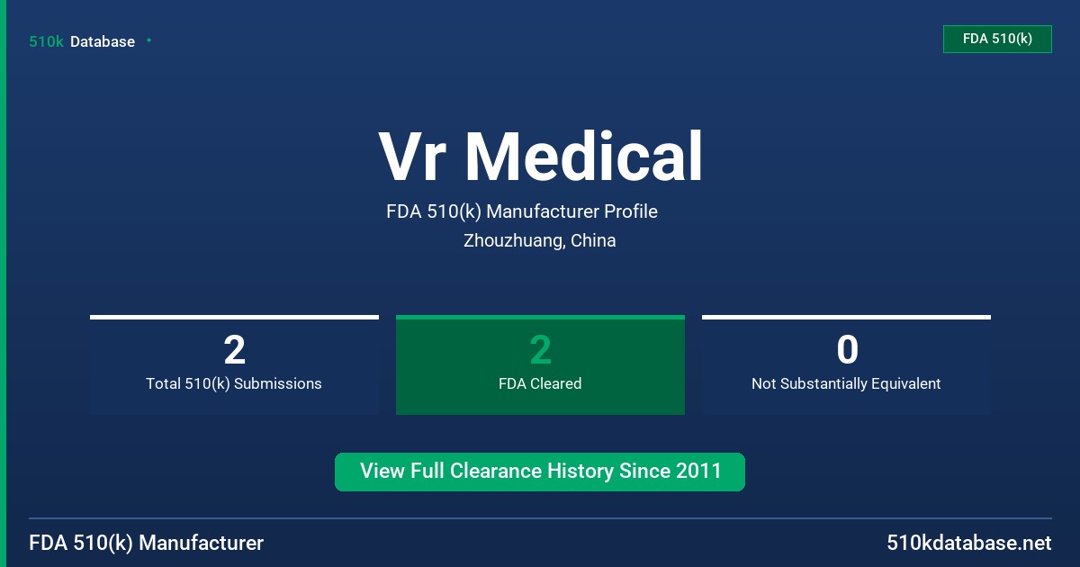 Vr Medical FDA 510(k) Manufacturer Profile