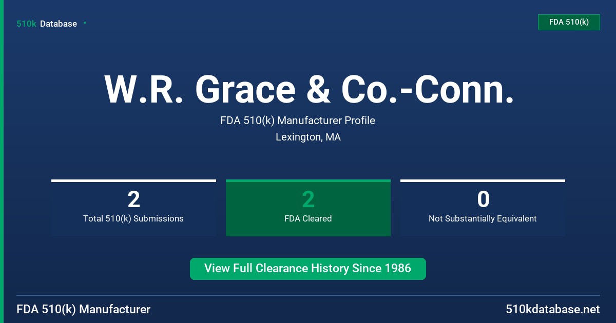 W.R. Grace & Co.-Conn. FDA 510(k) Manufacturer Profile