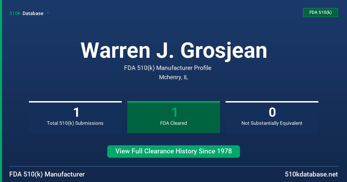 Warren J. Grosjean FDA 510(k) Manufacturer Profile