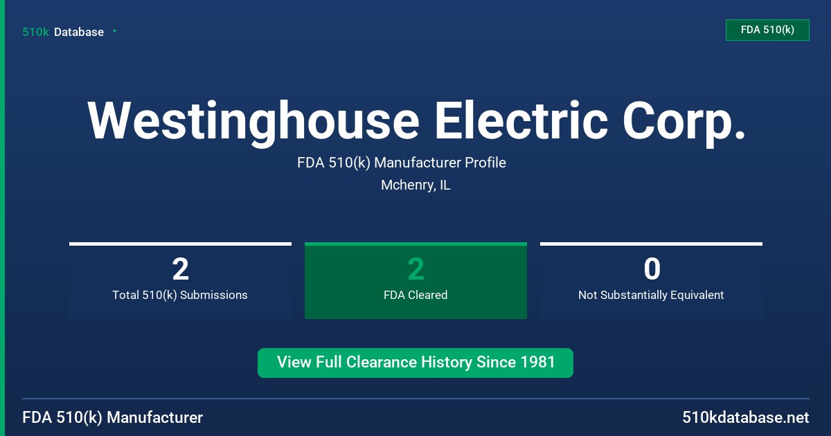 Westinghouse Electric Corp. FDA 510(k) Manufacturer Profile