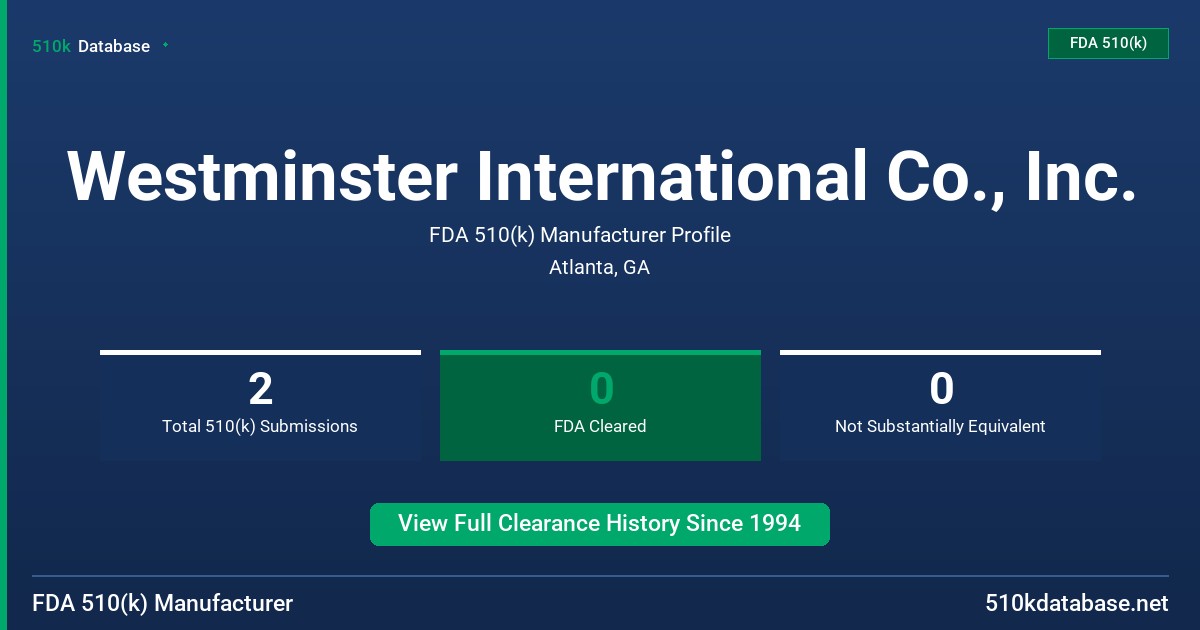 Westminster International Co., Inc. FDA 510(k) Manufacturer Profile