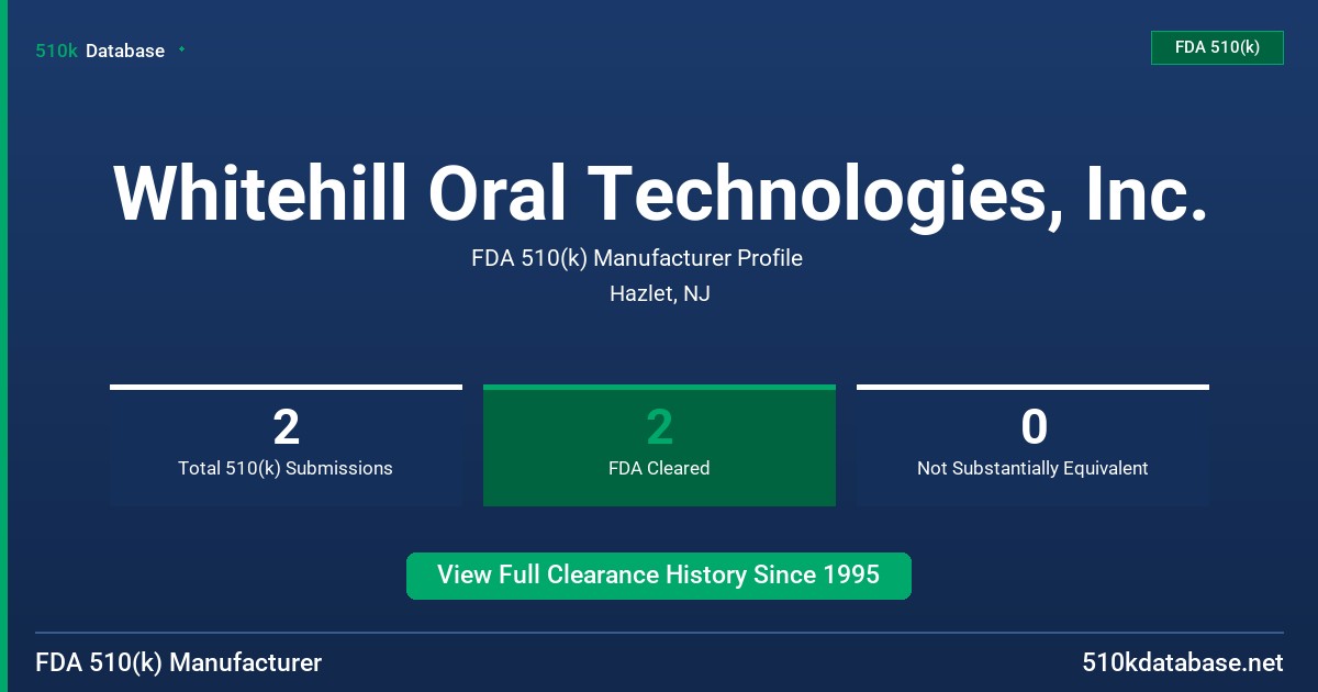 Whitehill Oral Technologies, Inc. FDA 510(k) Manufacturer Profile