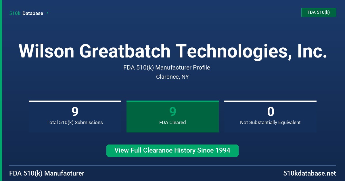 Wilson Greatbatch Technologies, Inc. FDA 510(k) Manufacturer Profile