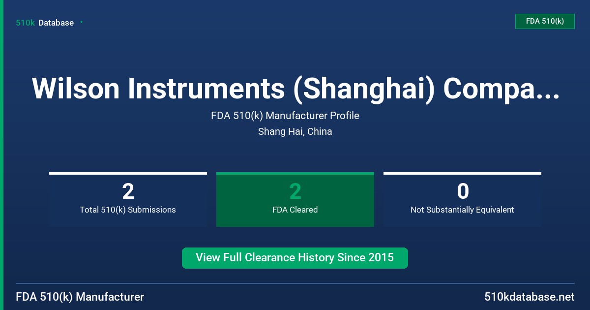 Wilson Instruments (Shanghai) Company Limited FDA 510(k) Manufacturer Profile