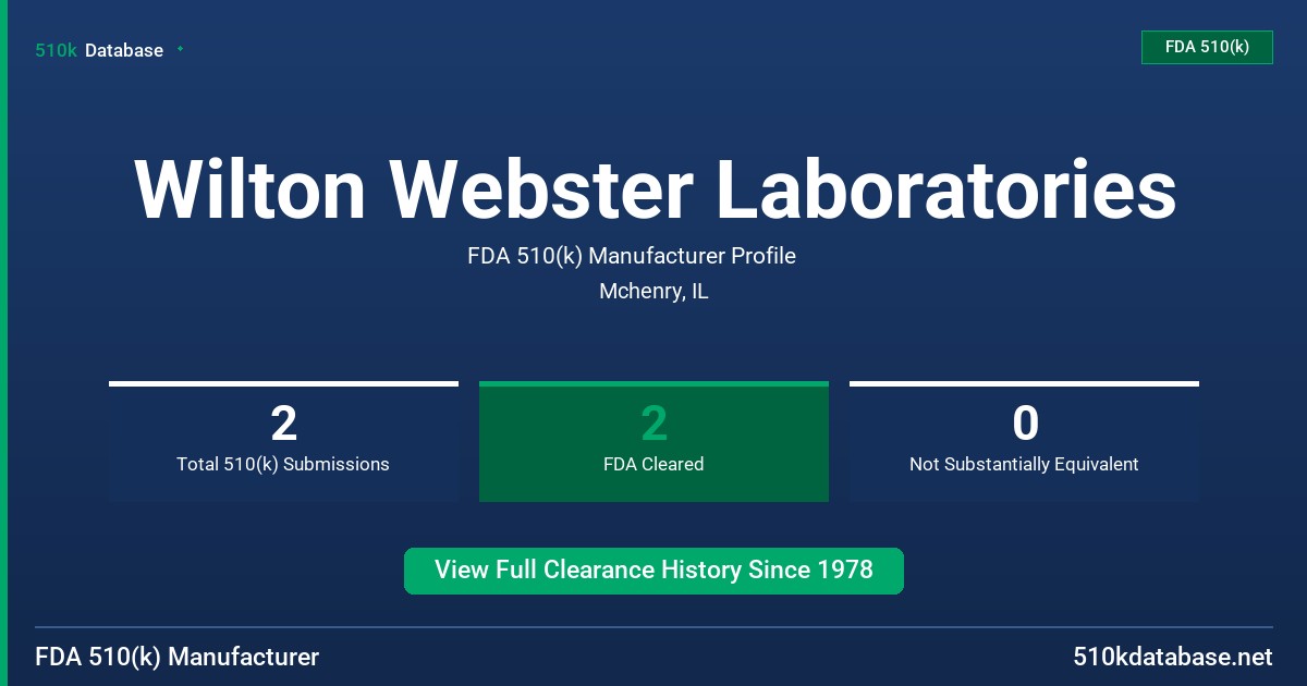 Wilton Webster Laboratories FDA 510(k) Manufacturer Profile
