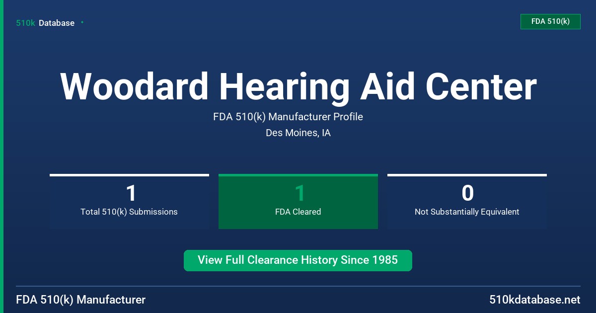 Woodard Hearing Aid Center FDA 510(k) Manufacturer Profile