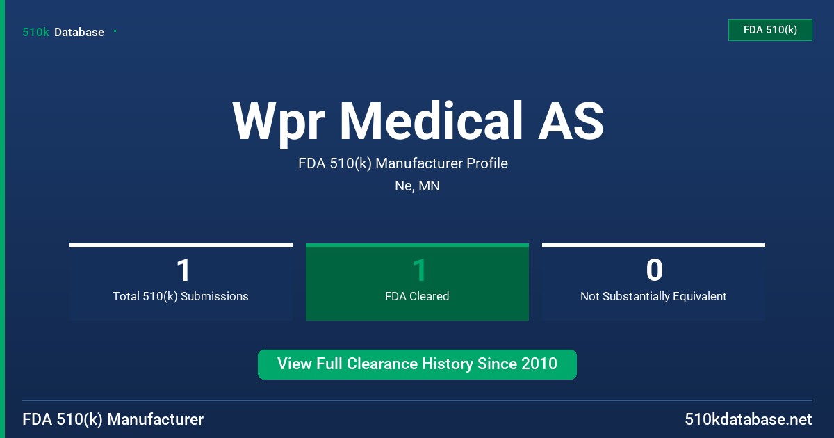 Wpr Medical AS FDA 510(k) Manufacturer Profile