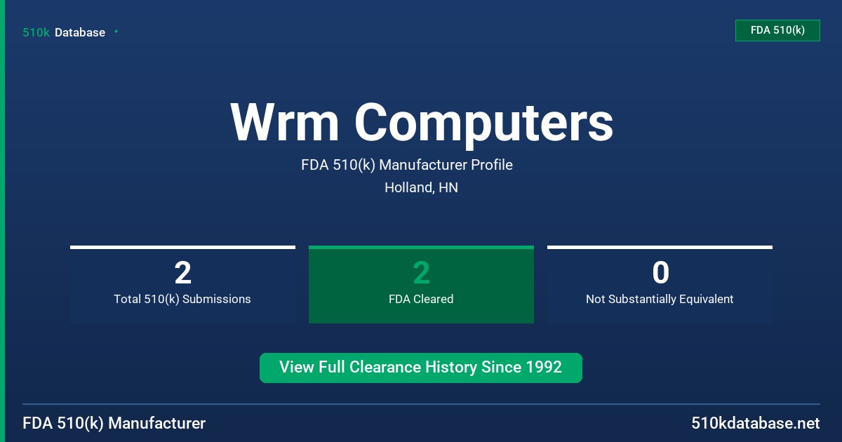 Wrm Computers FDA 510(k) Manufacturer Profile