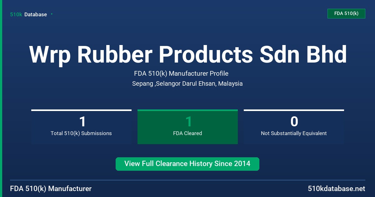 Wrp Rubber Products Sdn Bhd FDA 510(k) Manufacturer Profile