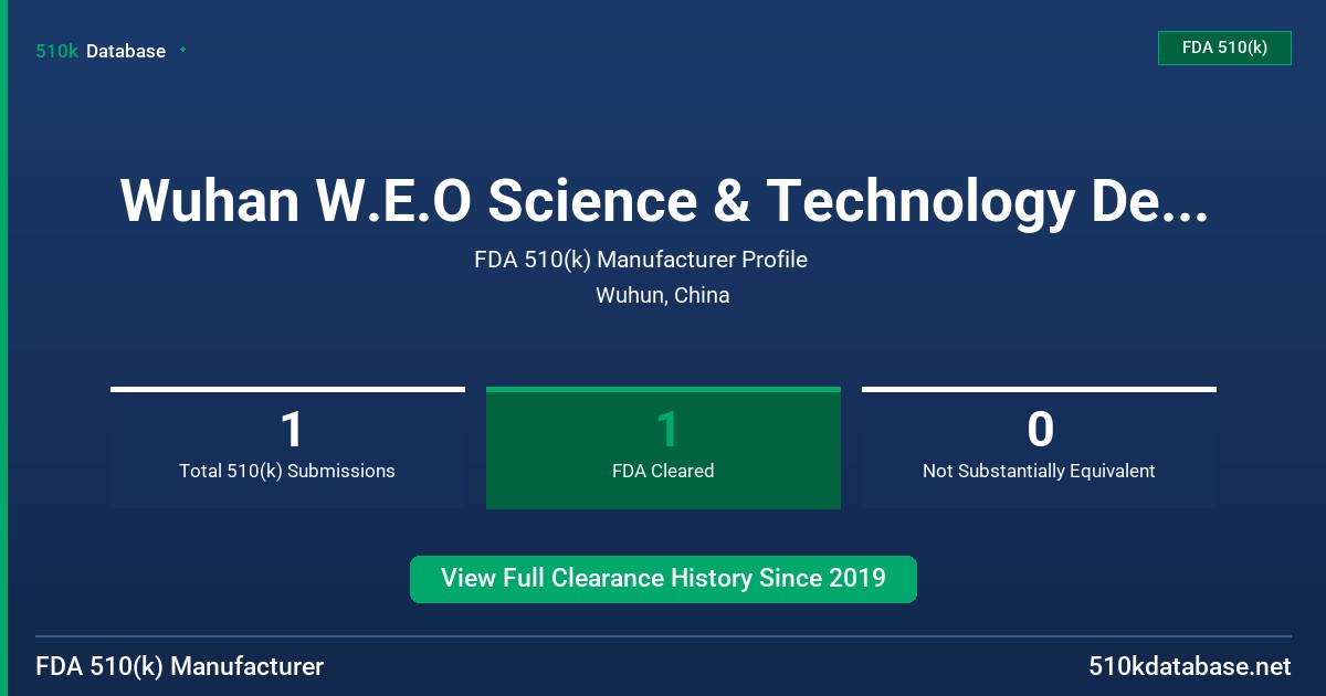 Wuhan W.E.O Science & Technology Development Co., Ltd. FDA 510(k) Manufacturer Profile