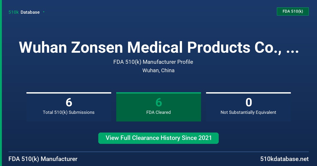Wuhan Zonsen Medical Products Co., Ltd. FDA 510(k) Manufacturer Profile