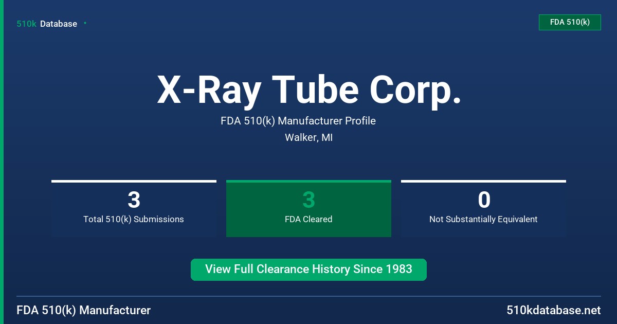 X-Ray Tube Corp. FDA 510(k) Manufacturer Profile