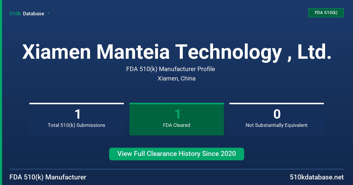 Xiamen Manteia Technology , Ltd. FDA 510(k) Manufacturer Profile