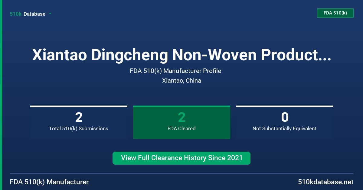 Xiantao Dingcheng Non-Woven Product Co., Ltd. FDA 510(k) Manufacturer Profile