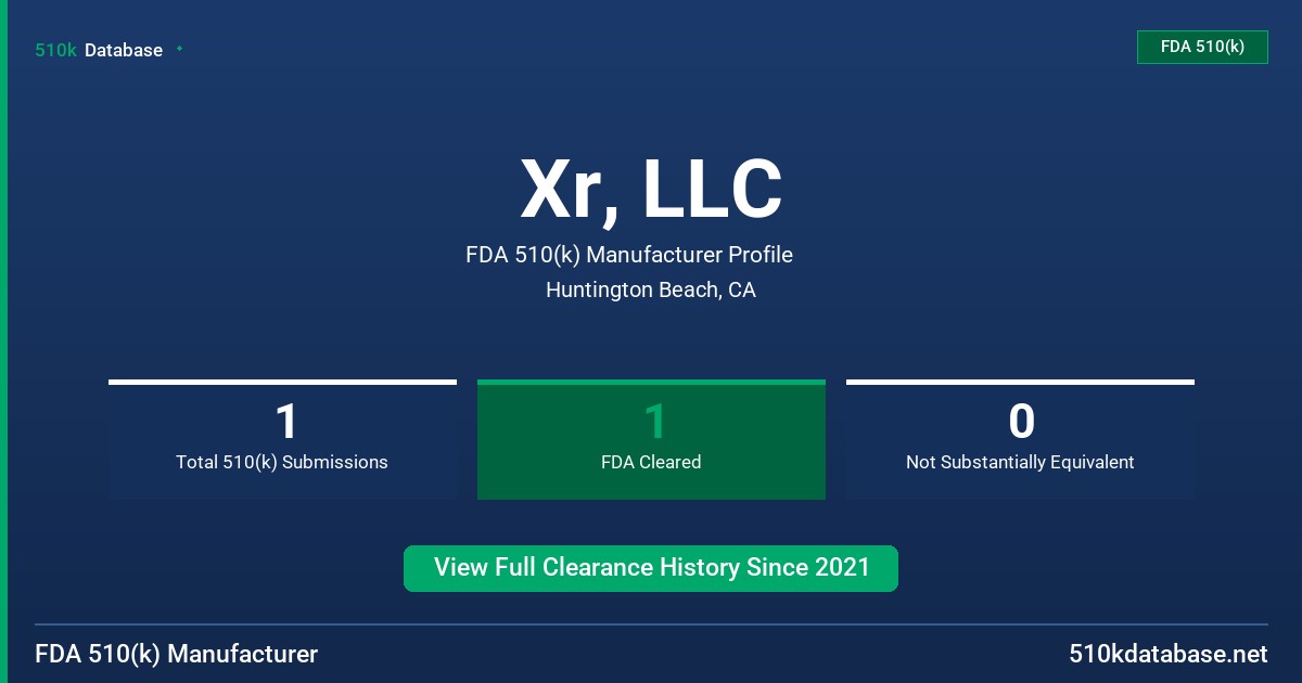 Xr, LLC FDA 510(k) Manufacturer Profile