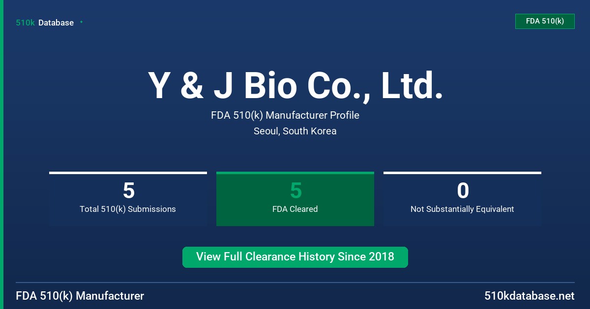 Y & J Bio Co., Ltd. FDA 510(k) Manufacturer Profile