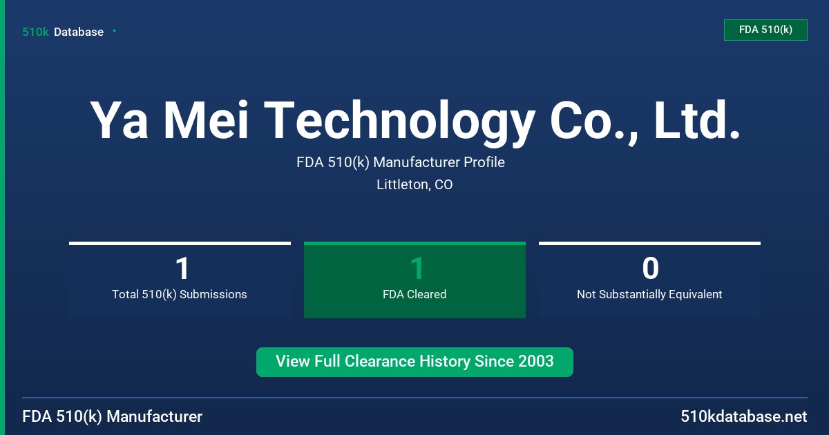 Ya Mei Technology Co., Ltd. FDA 510(k) Manufacturer Profile