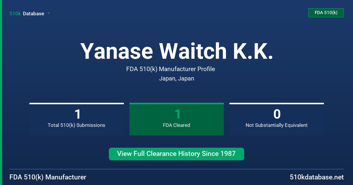 Yanase Waitch K.K. FDA 510(k) Manufacturer Profile