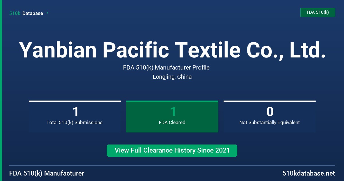 Yanbian Pacific Textile Co., Ltd. FDA 510(k) Manufacturer Profile
