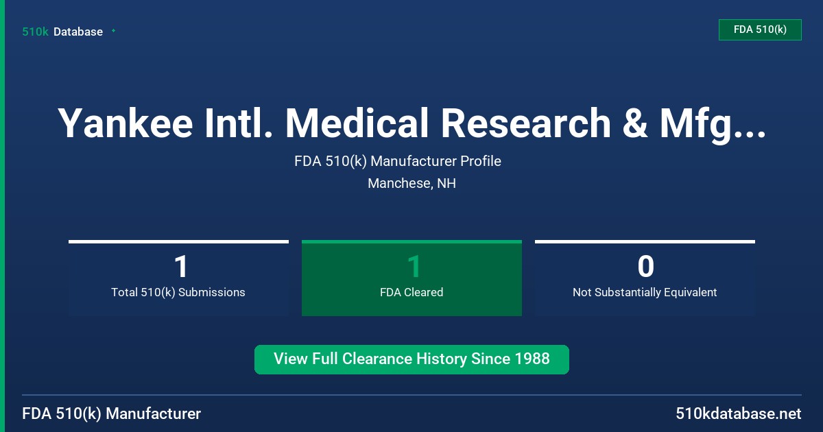 Yankee Intl. Medical Research & Mfg., Ltd. FDA 510(k) Manufacturer Profile