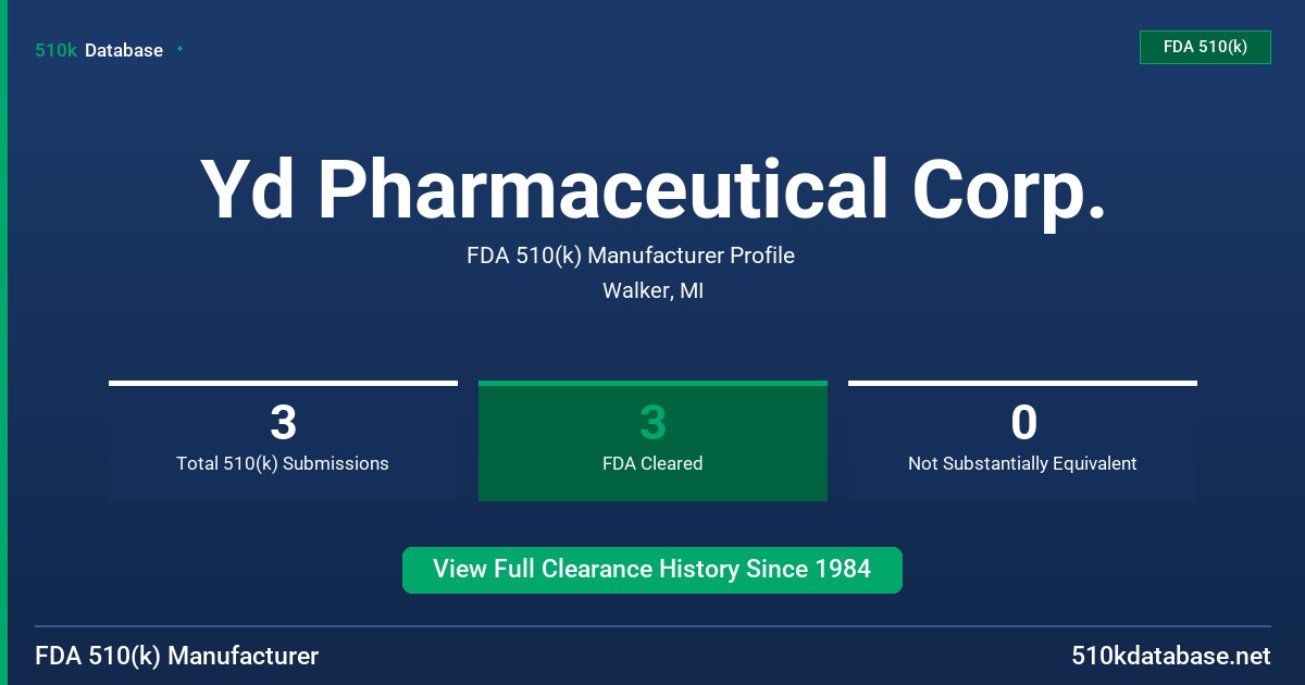 Yd Pharmaceutical Corp. FDA 510(k) Manufacturer Profile