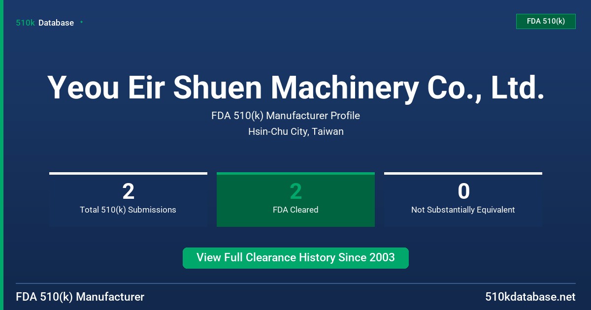 Yeou Eir Shuen Machinery Co., Ltd. FDA 510(k) Manufacturer Profile