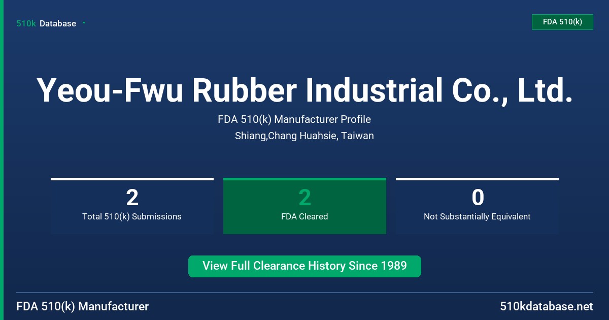 Yeou-Fwu Rubber Industrial Co., Ltd. FDA 510(k) Manufacturer Profile