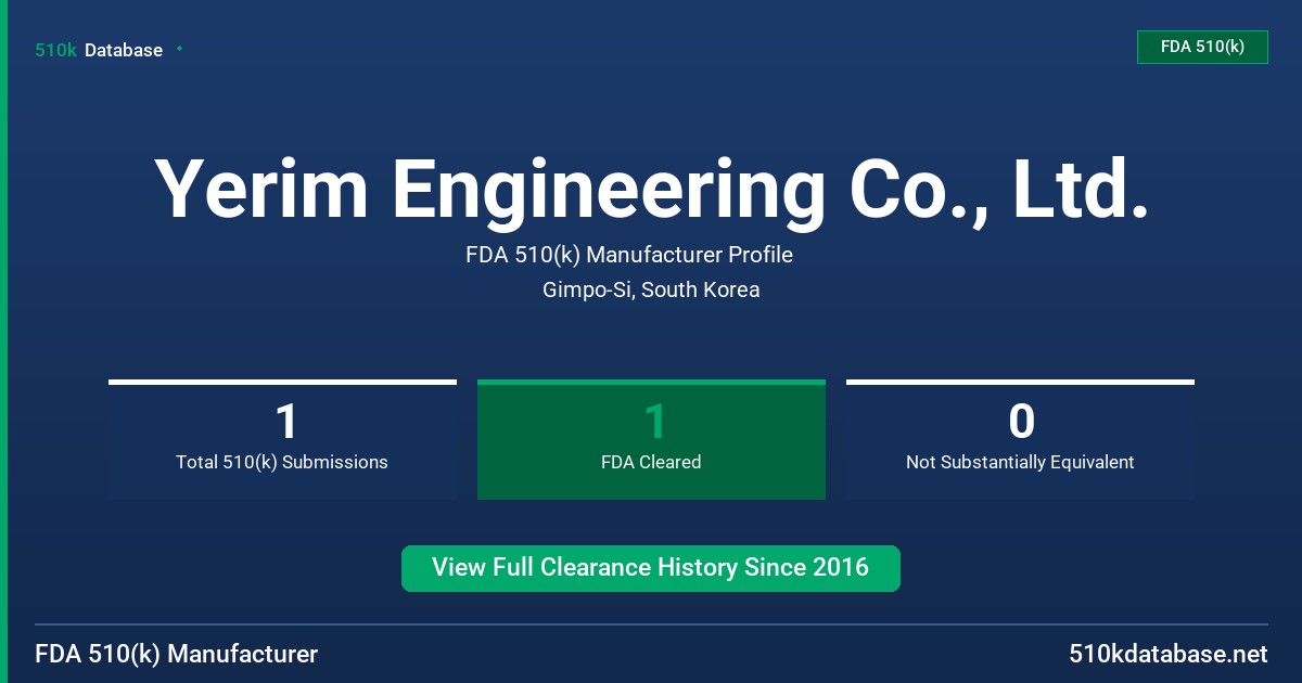Yerim Engineering Co., Ltd. FDA 510(k) Manufacturer Profile