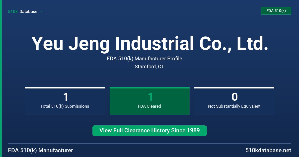 Yeu Jeng Industrial Co., Ltd. FDA 510(k) Manufacturer Profile
