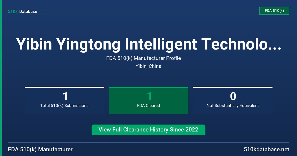 Yibin Yingtong Intelligent Technology Co., Ltd. FDA 510(k) Manufacturer Profile