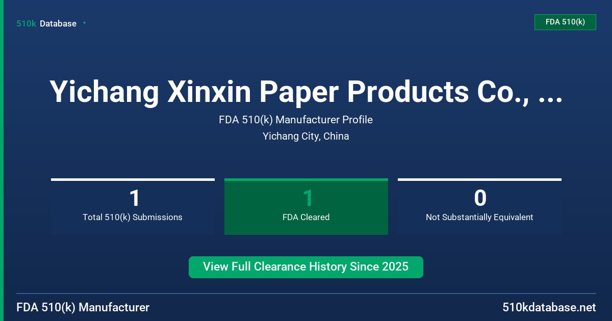 Yichang Xinxin Paper Products Co., Ltd. FDA 510(k) Manufacturer Profile