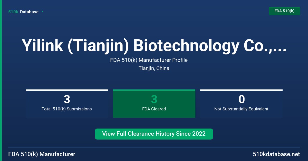 Yilink (Tianjin) Biotechnology Co., Ltd. FDA 510(k) Manufacturer Profile