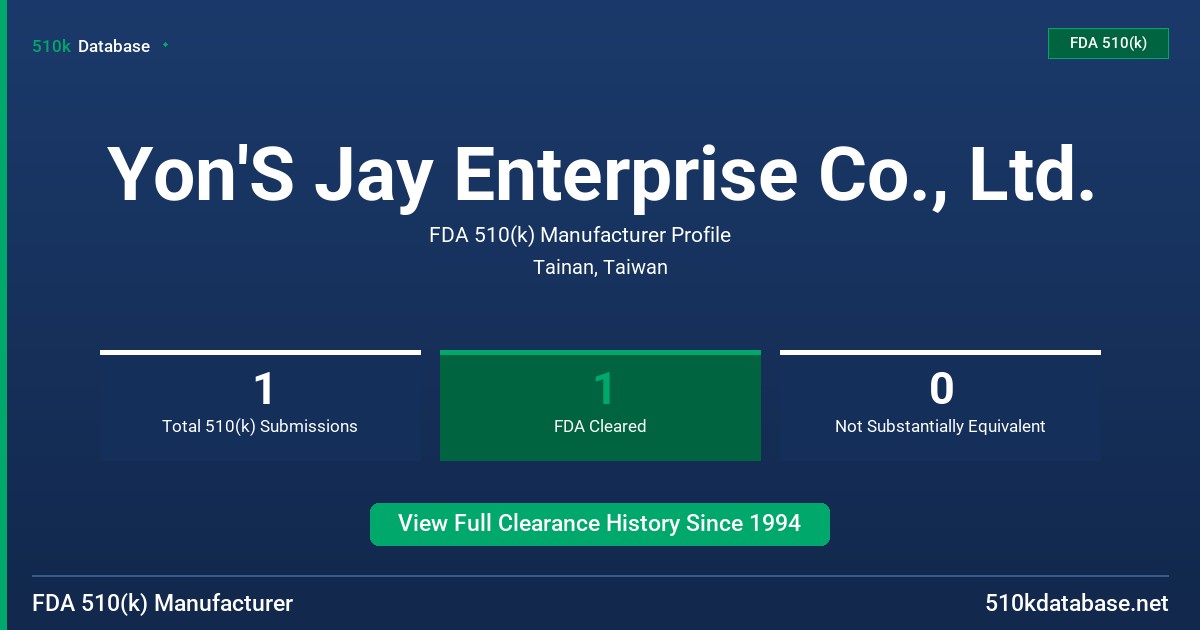Yon'S Jay Enterprise Co., Ltd. FDA 510(k) Manufacturer Profile