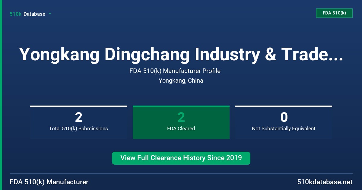 Yongkang Dingchang Industry & Trade Co., Ltd. FDA 510(k) Manufacturer Profile