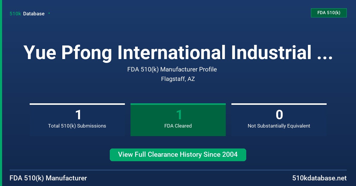 Yue Pfong International Industrial Co., Ltd. FDA 510(k) Manufacturer Profile
