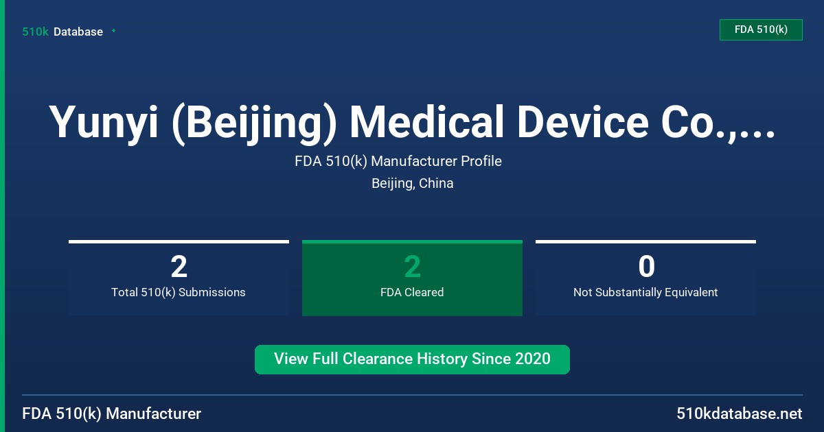Yunyi (Beijing) Medical Device Co., Ltd. FDA 510(k) Manufacturer Profile