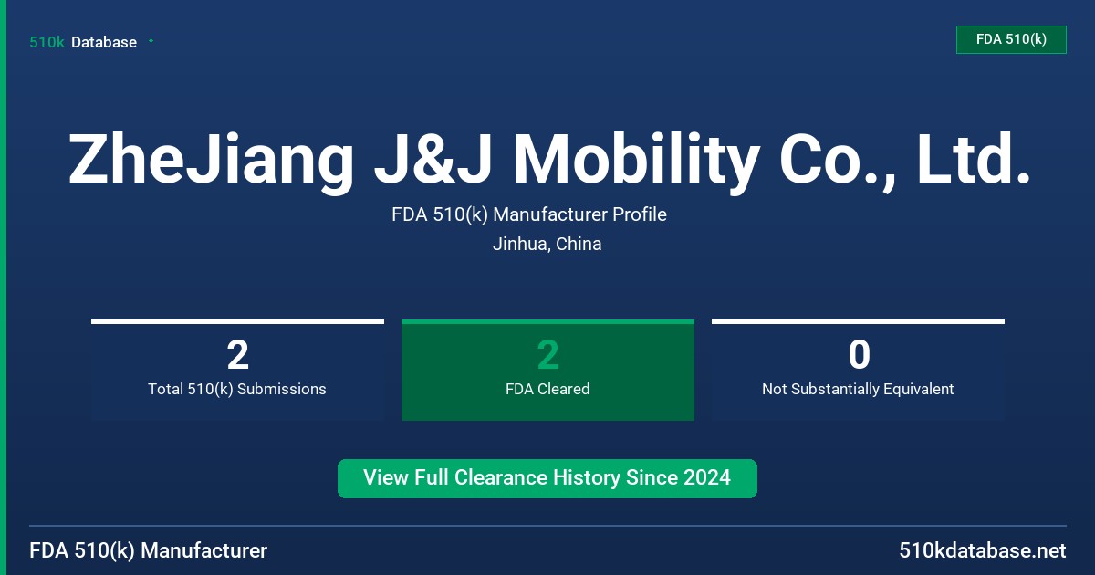 ZheJiang J&J Mobility Co., Ltd. FDA 510(k) Manufacturer Profile