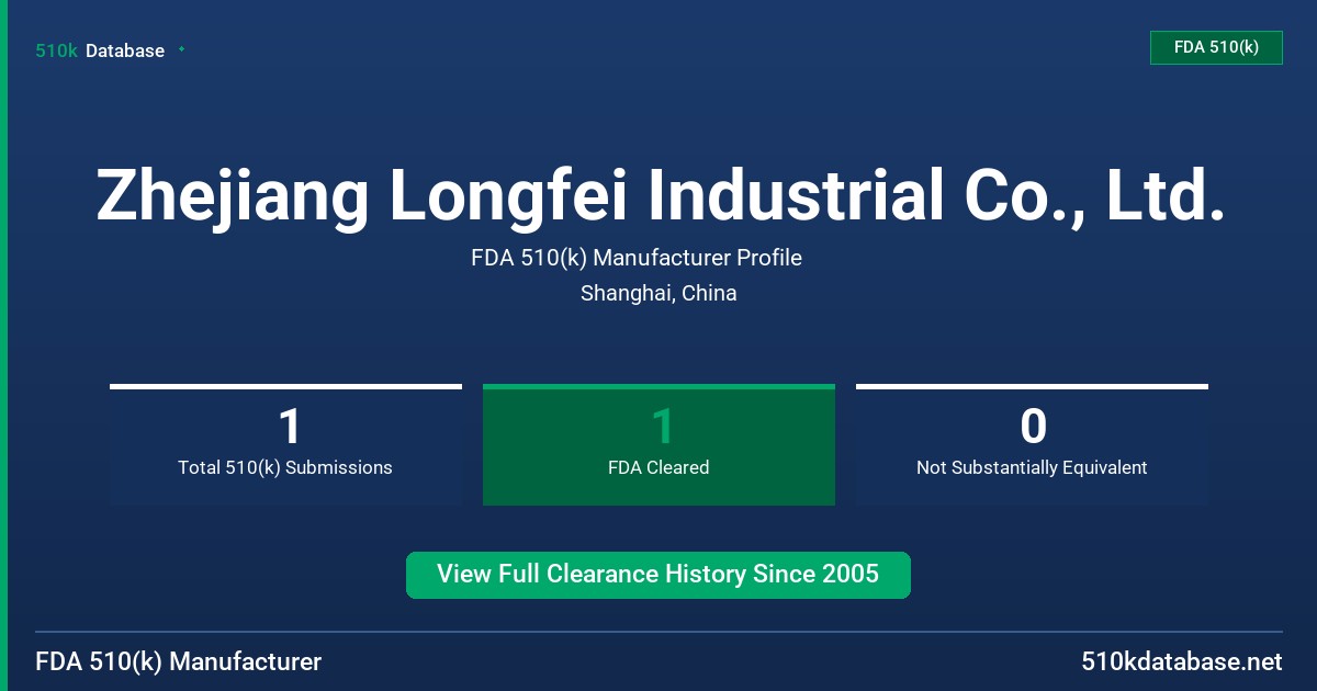 Zhejiang Longfei Industrial Co., Ltd. FDA 510(k) Manufacturer Profile