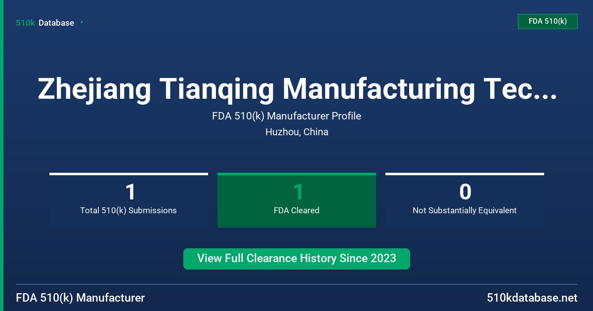 Zhejiang Tianqing Manufacturing Technology Group Co., Ltd. FDA 510(k) Manufacturer Profile