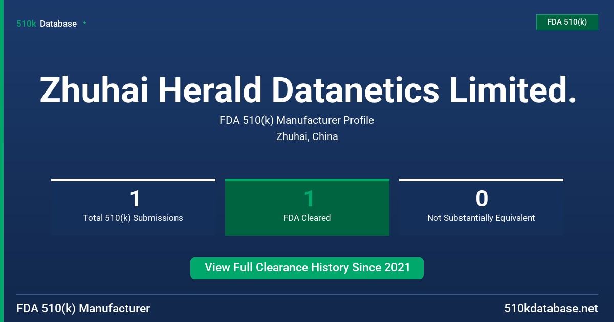 Zhuhai Herald Datanetics Limited. FDA 510(k) Manufacturer Profile
