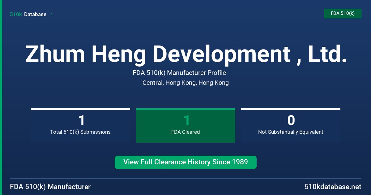 Zhum Heng Development , Ltd. FDA 510(k) Manufacturer Profile