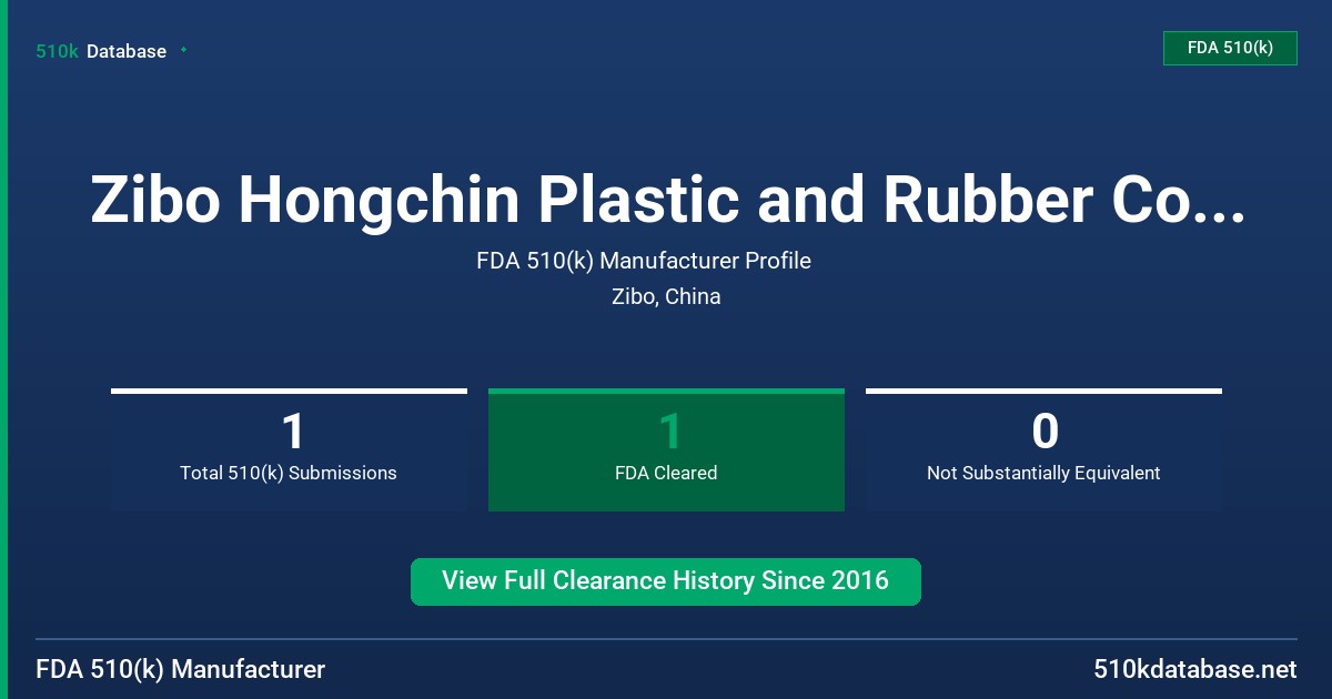 Zibo Hongchin Plastic and Rubber Co., Ltd. FDA 510(k) Manufacturer Profile