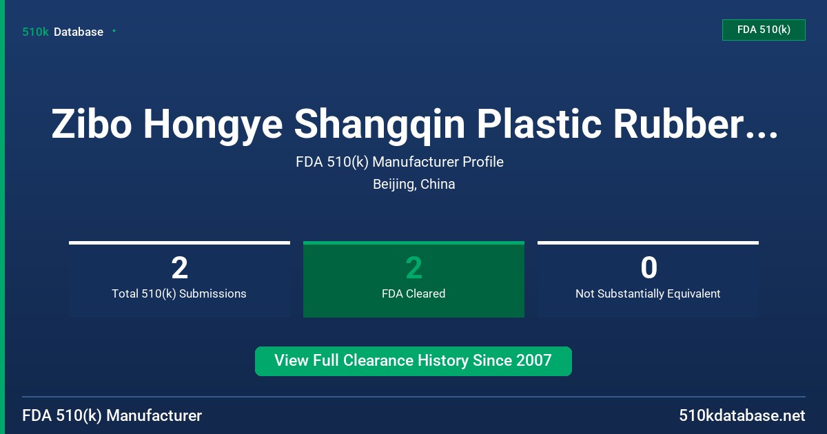 Zibo Hongye Shangqin Plastic Rubbert Co, Ltd. FDA 510(k) Manufacturer Profile