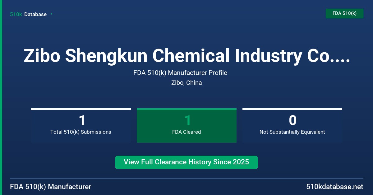 Zibo Shengkun Chemical Industry Co., Ltd. FDA 510(k) Manufacturer Profile