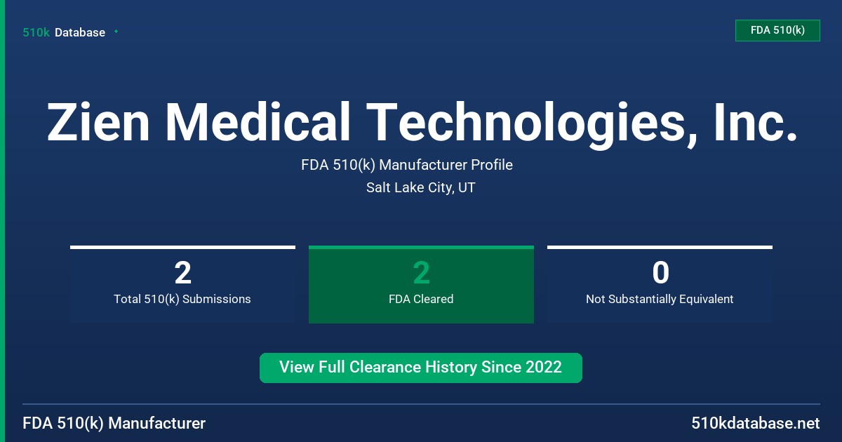Zien Medical Technologies, Inc. FDA 510(k) Manufacturer Profile